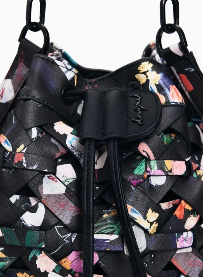 DESIGUAL Black Medium braided backpack with flowers for Women | Best Price UAE